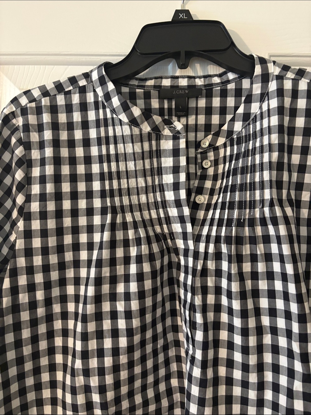 J. Crew Black and White Gingham Button-Up Shirt